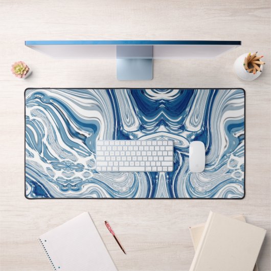 kuststrand nautische golven waterverf blauwe zwemm bureaumat (Kantoor 1)