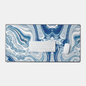 kuststrand nautische golven waterverf blauwe zwemm bureaumat (Keyboard & Muis)