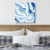 kuststrand nautische golven waterverf blauwe zwemm canvas afdruk (Insitu (Slaapkamer))