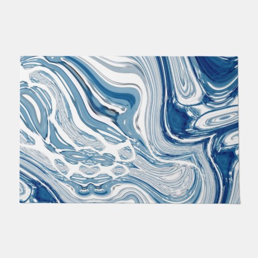 kuststrand nautische golven waterverf blauwe zwemm deurmat (Voorkant)