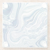 kuststrand nautische golven waterverf blauwe zwemm glazen onderzetter (Achterkant)