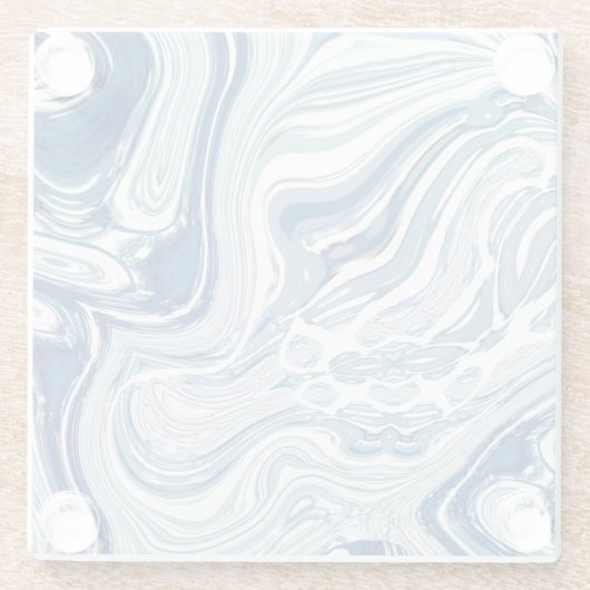 kuststrand nautische golven waterverf blauwe zwemm glazen onderzetter (Achterkant)