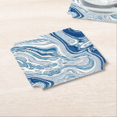 kuststrand nautische golven waterverf blauwe zwemm kartonnen onderzetters (Gekanteld)