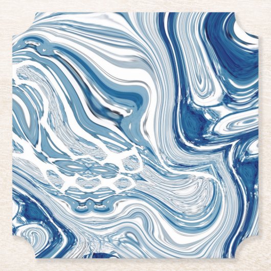 kuststrand nautische golven waterverf blauwe zwemm kartonnen onderzetters (Voorkant)