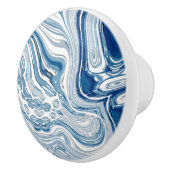 kuststrand nautische golven waterverf blauwe zwemm keramische knop (Rechts)