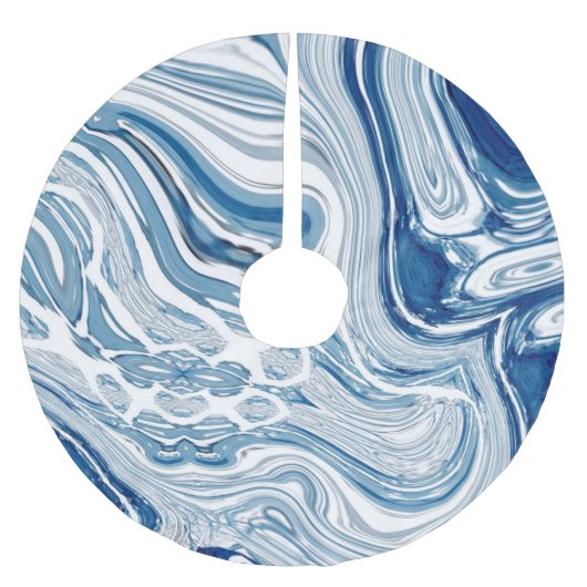 kuststrand nautische golven waterverf blauwe zwemm kerstboom rok (Voorkant)