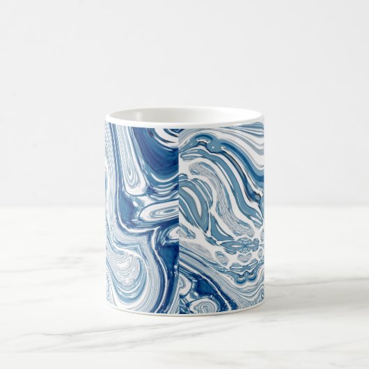 kuststrand nautische golven waterverf blauwe zwemm koffiemok (Center)