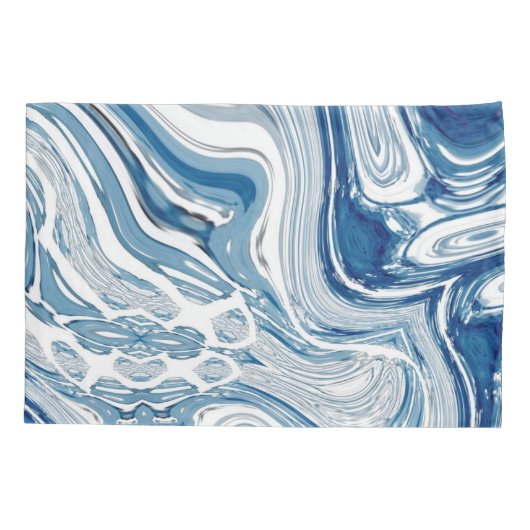 kuststrand nautische golven waterverf blauwe zwemm kussensloop (Achterkant-Links)