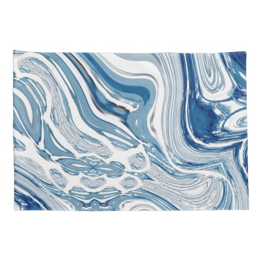 kuststrand nautische golven waterverf blauwe zwemm kussensloop (Achterkant-Rechts)