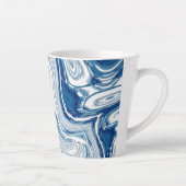 kuststrand nautische golven waterverf blauwe zwemm latte mok (Rechts)