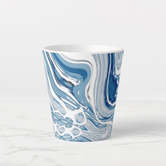 kuststrand nautische golven waterverf blauwe zwemm latte mok (Voorkant)