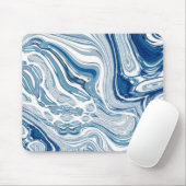 kuststrand nautische golven waterverf blauwe zwemm muismat (Met muis)