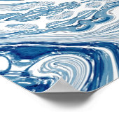 kuststrand nautische golven waterverf blauwe zwemm poster (Hoek)