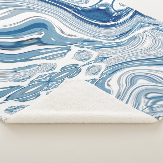 kuststrand nautische golven waterverf blauwe zwemm sherpa deken (3/4)