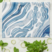 kuststrand nautische golven waterverf blauwe zwemm theedoek (Gevouwen)