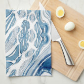 kuststrand nautische golven waterverf blauwe zwemm theedoek (Quarter Fold)