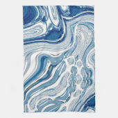 kuststrand nautische golven waterverf blauwe zwemm theedoek (Verticaal)