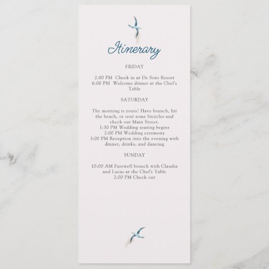 Kuststrand oceaan bruiloft programmakaart (Achterkant)