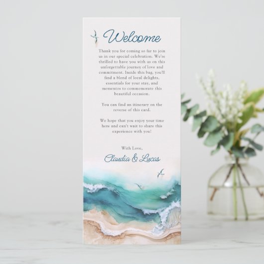 Kuststrand oceaan bruiloft programmakaart (Staand voorkant)