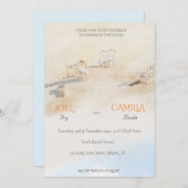 Kuststrand Oceaan Waterverf bruiloft uitnodiging (Voorkant / Achterkant)