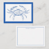 Kuststrand Ocean Blue Crab gepersonaliseerd Notitiekaartje (Voorkant / Achterkant)