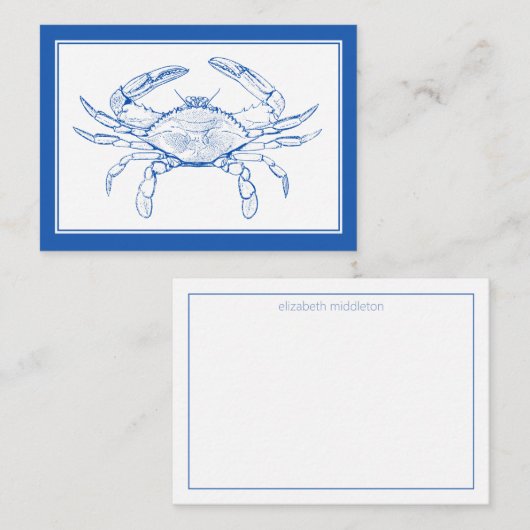 Kuststrand Ocean Blue Crab gepersonaliseerd Notitiekaartje (Voorkant / Achterkant)