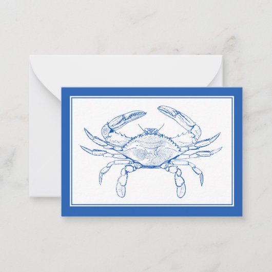Kuststrand Ocean Blue Crab gepersonaliseerd Notitiekaartje (Voorkant)