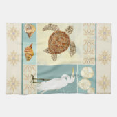 Kuststrand Ocean Seashore Collage Zee Turtle Theedoek (Horizontaal)