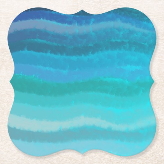 Kuststrand op Turquoise Kartonnen Onderzetters (Voorkant)