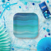 Kuststrand op Turquoise Papieren Bordje (Feest)