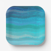 Kuststrand op Turquoise Papieren Bordje (Voorkant)