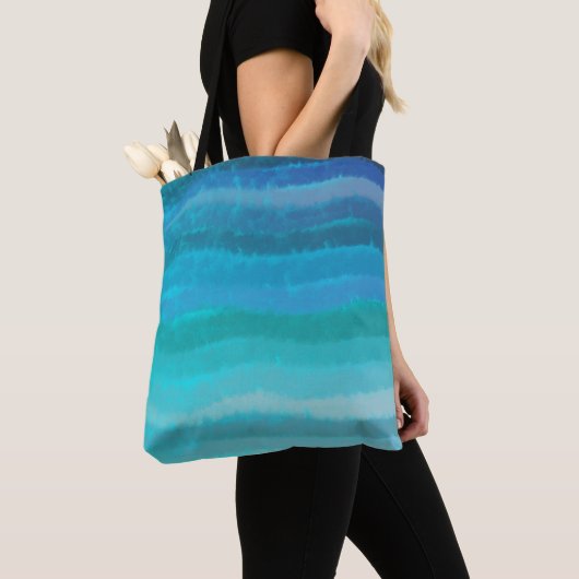 Kuststrand op Turquoise Tote Bag (Dichtbij)