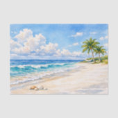Kuststrand & Palmbomen Aquarel Tissuepapier (Voorkant)