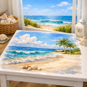 Kuststrand & Palmbomen Aquarel Tissuepapier