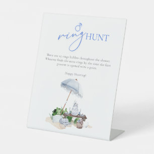 Kuststrand Picknick Bruidsborrel Ringzoekspel Reclamebord Met Voetstuk