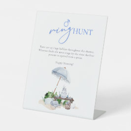 Kuststrand Picknick Bruidsdouche Ringjacht Spel Reclamebord Met Voetstuk