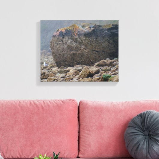 Kuststrand, rotzand, steen, zeeoor, uniek canvas afdruk (Insitu (Woonkamer))