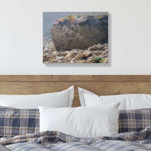 Kuststrand, rotzand, steen, zeeoor, uniek canvas afdruk (Insitu (Slaapkamer))
