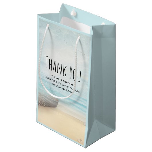 Kuststrand Scène met Geviste bank Business Klein Cadeauzakje (Voorkant Gekanteld)