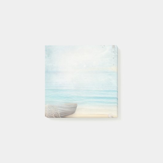 Kuststrand Scene met houten roeiboot Post-it® Notes (Voorkant)