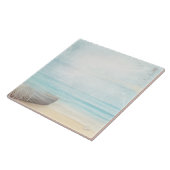 Kuststrand Scene met houten roeiboot Tegeltje (Zijkant)