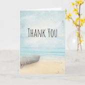 Kuststrand Scene met houtwaarboot Dank je wel Kaart (Gele Bloem)