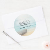 Kuststrand Scene Nautisch Baby shower Ronde Sticker (Envelop)