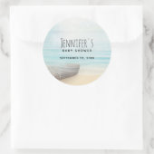 Kuststrand Scene Nautisch Baby shower Ronde Sticker (Tas)