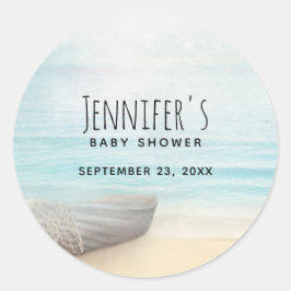 Kuststrand Scene Nautisch Baby shower Ronde Sticker