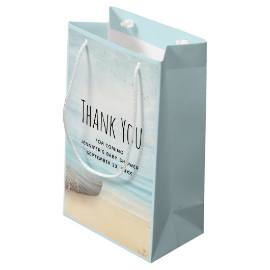 Kuststrand Scène Nautisch Thema Party Bedankt Klein Cadeauzakje (Achterkant Gekanteld)