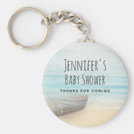 Kuststrand scène zeehelden baby shower bedankt sleutelhanger
