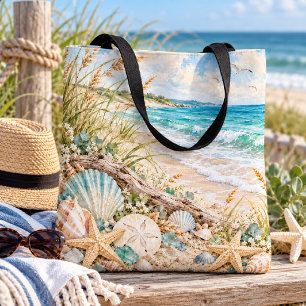 Kuststrand Schatten & Oceaangolven Tote Bag