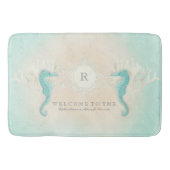 Kuststrand Seahorse Ocean Sand Aqua Blue Tan Badmat (Voorkant)