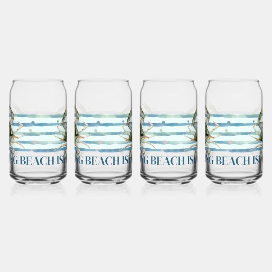 KUSTSTRAND STAD, WATERVERF KRAB KUNST BLIKVORM GLAS (Links)